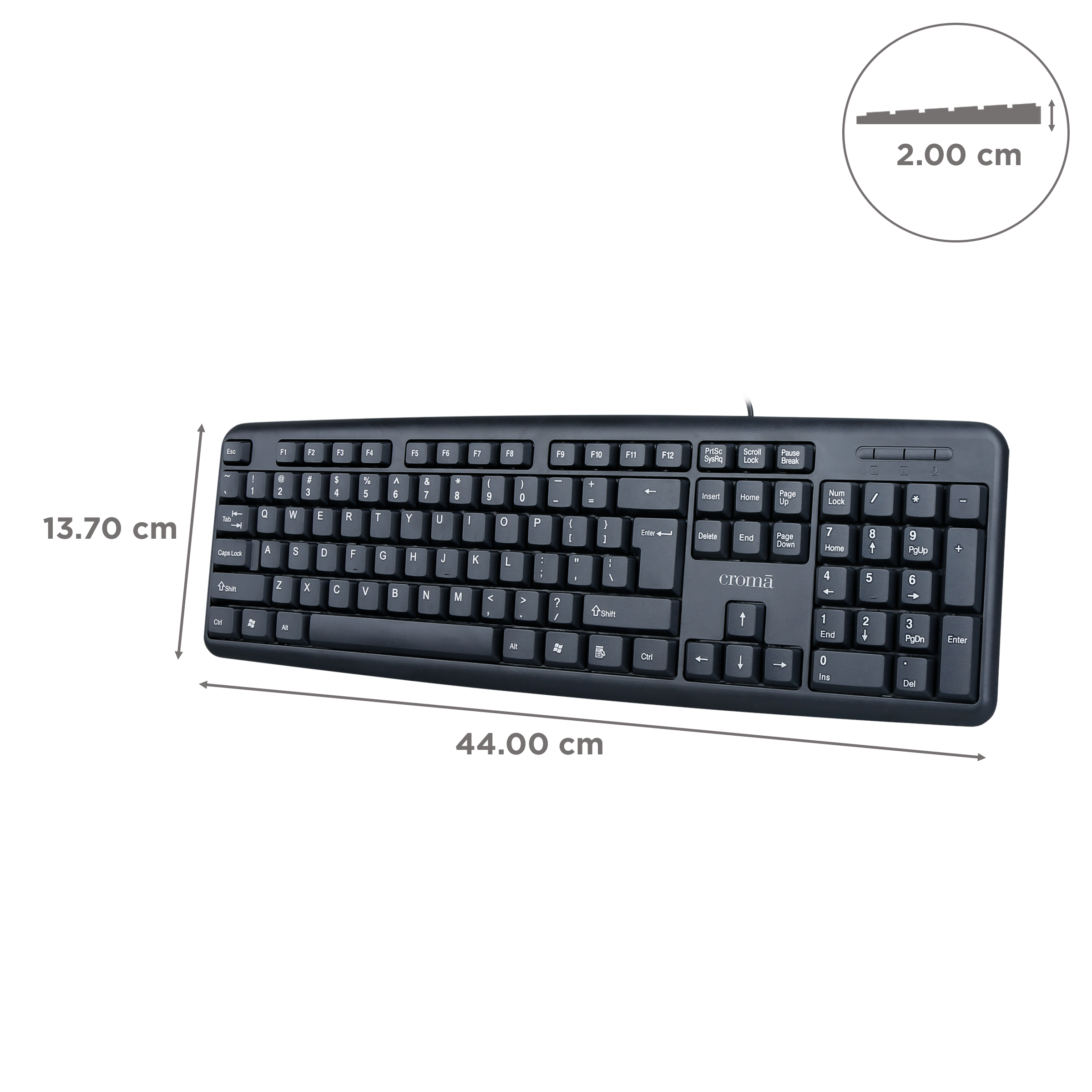 Buy Croma Wired Keyboard with Number Pad (Robust Design, Black) Online Croma